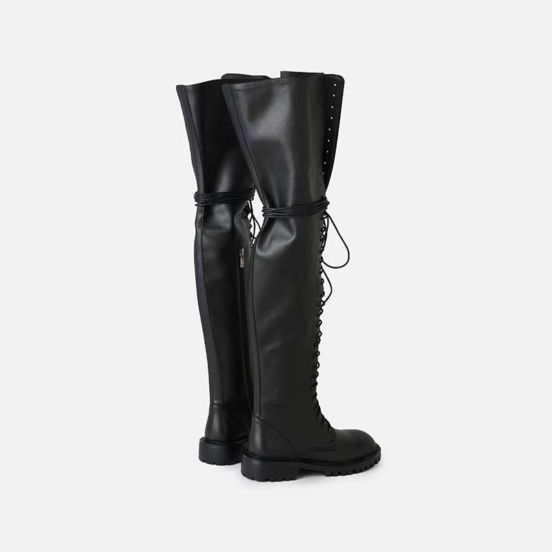 精选胎小牛欧美英伦过膝靴