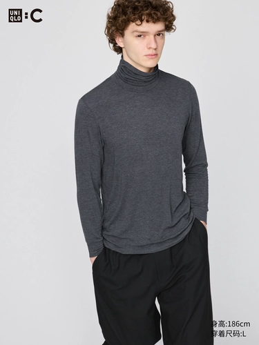 Мужская футболка UNIQLO HEATTECH EXTRA WARM с двумя лацканами, рукава 9 минут, 9% кашемира 481442