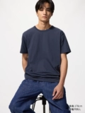 Футболка с круглым вырезом из смесового хлопка AIRism/с короткими рукавами Uniqlo, мужская весна-лето 26, новый стиль 482522 482524