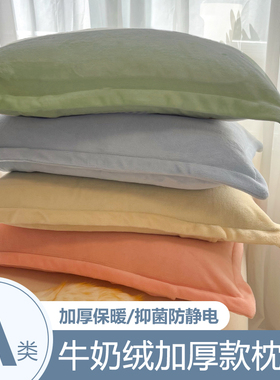 冬季枕套牛奶绒一对装加厚珊瑚绒枕头套单个40x60大号50cmx80cm