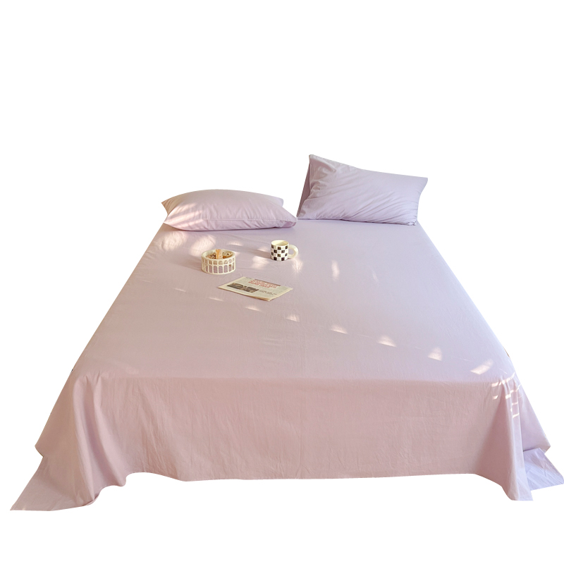 极速水洗棉床单单件纯色单人宿舍100全I棉被单和枕套两三件套紫色