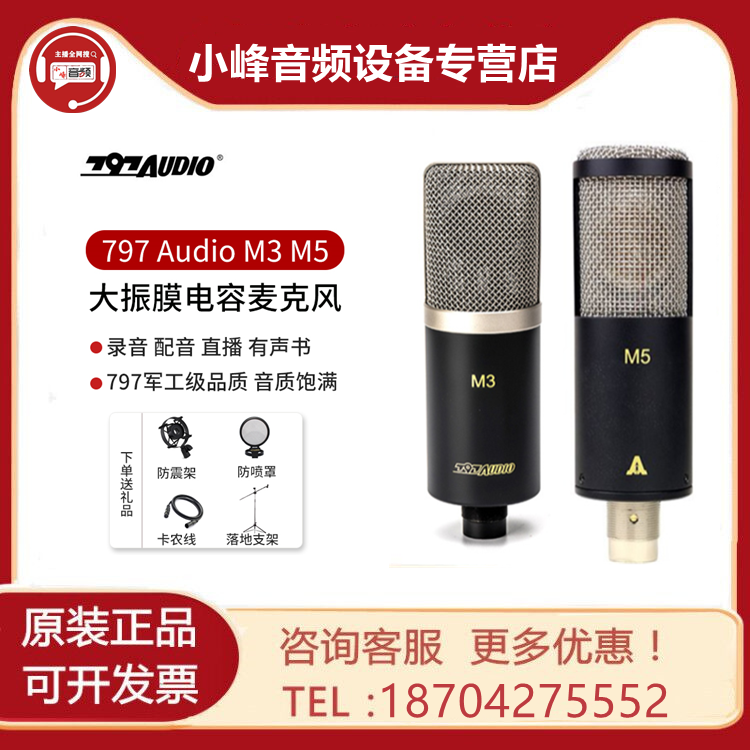 北京797Audio M3/M5 大振膜电容麦克风 专业录音直播K歌 人声话筒