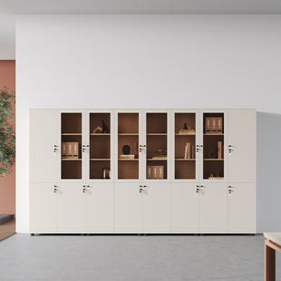 文件柜资料柜收纳柜员工带锁收纳柜木质书柜办公室置物柜办公柜子