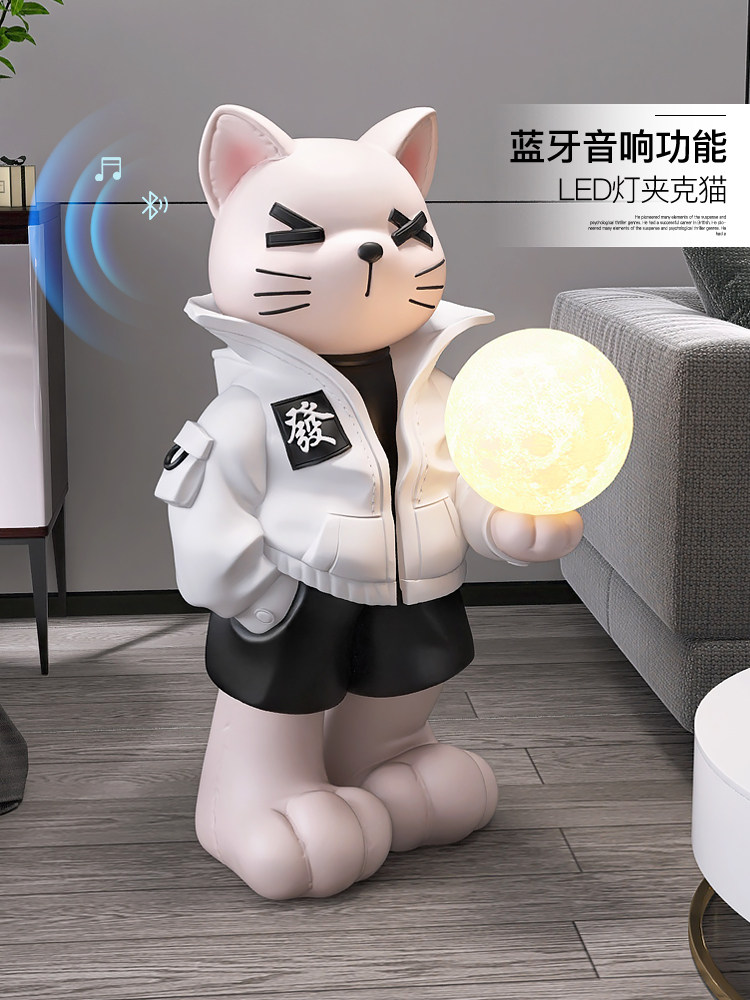轻奢猫落地摆件客厅电视柜沙发旁家居饰品样板间装饰新居乔迁礼物