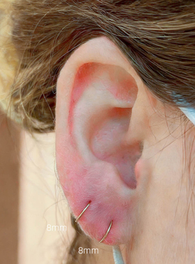 G23/F136极细钛合金耳圈0.8mm素圈耳皮环迷你小圈耳骨环百搭饰品