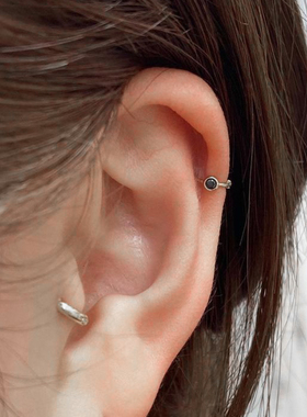 耳皮扣迷你耳钉925纯银小耳圈简约耳扣小众气质独特耳环高级感女