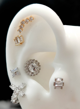 皓石小众耳钉叠戴组合超闪耳骨钉精致小巧时尚耳扣高级感钛钢耳钉