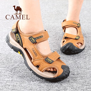 新款 Camel 夏季 品镂空透气正爸爸运动户外休闲沙滩凉鞋 骆驼男鞋 子