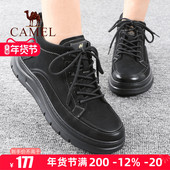 户外休闲鞋 Camel 子 新款 系带头层牛皮短靴高帮男士 骆驼男鞋 冬季