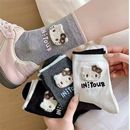 韩版甜美可爱卡通kt猫袜子女日系秋冬ins学生中筒袜子字母发热袜