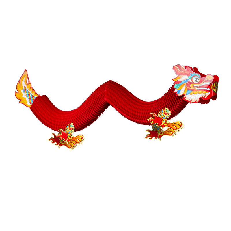 2026新款马年元宵节装饰品挂件纸舞龙挂饰商场店铺氛围场景布置