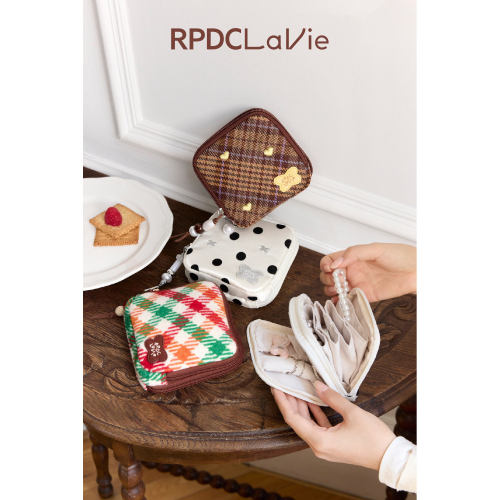 RPDCLaVie「切块吐司」风琴手串首饰包方形格纹多功能便携包