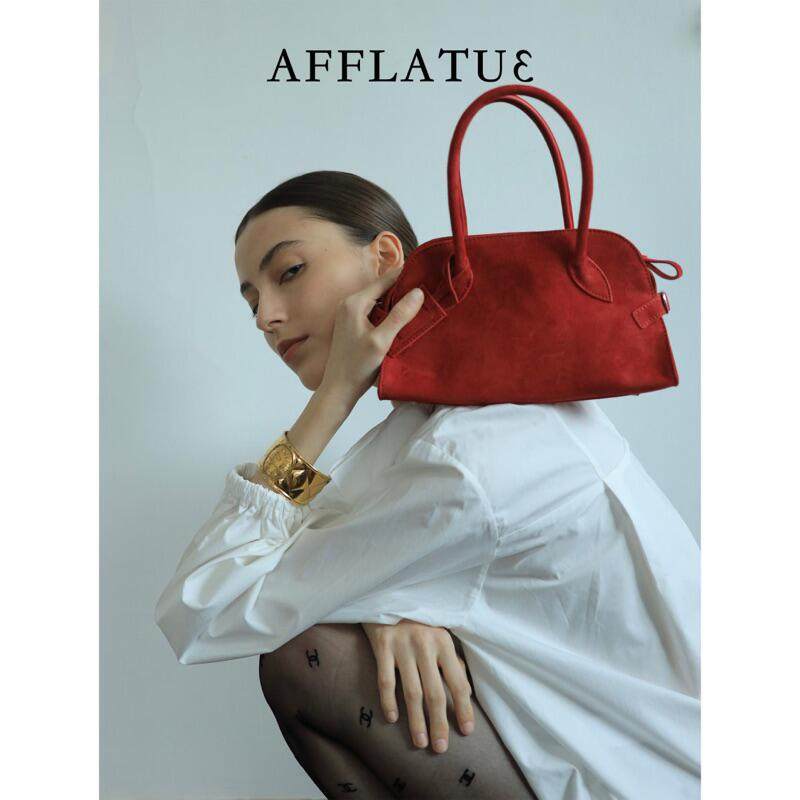 Afflatus3灰棕羊反绒手提包