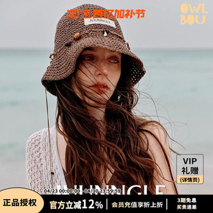 洲谷JUUNNGLE贻贝海湾沙滩遮阳帽女男显脸小时尚手工编织礼物圆形