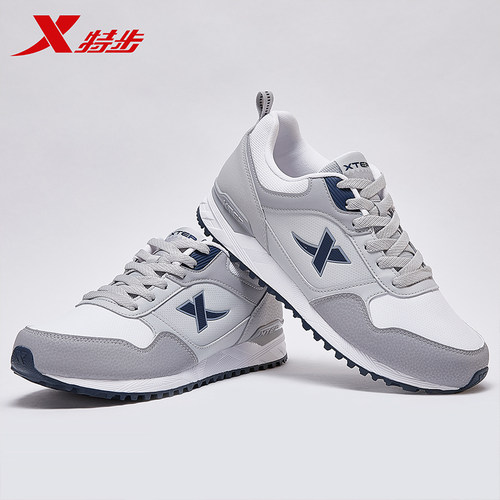 特步男鞋2024春季新款皮面运动鞋