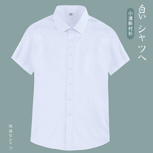 宽松职业工作服方领长袖 JK制服学院白衬衫 薄款 夏季 衬衣 女学生短袖