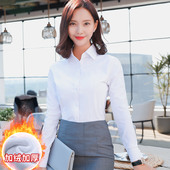 保暖衬衫 大码 女长袖 冬季 加绒加厚衬衣韩版 修身 职业工装 打底百搭ol