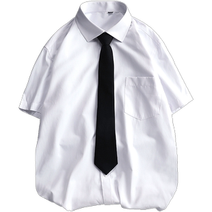 DK制服短袖白衬衫男夏季慵懒风日系校园黑领带休闲长袖大码衬衣寸