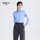 女长袖 职业装 商务休闲正装 莫代尔衬衫 修身 OL蓝色衬衣通勤工作服