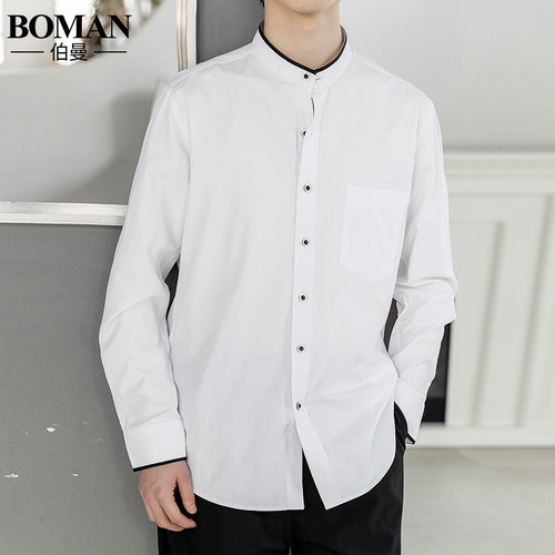 立领长袖潮流休闲外套制服衬衫男