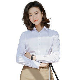 2020新款春秋长袖女职业白衬衫韩版宽松短袖女装衬衣寸正装工作服
