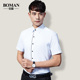 薄款 职业半袖 男士 纯色白衬衫 2018伯曼夏季 修身 短袖 商务韩版 衬衣