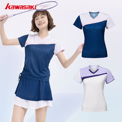 川崎羽毛球服女V领速干透气比赛服短袖B2998 B2769运动短裙防走光