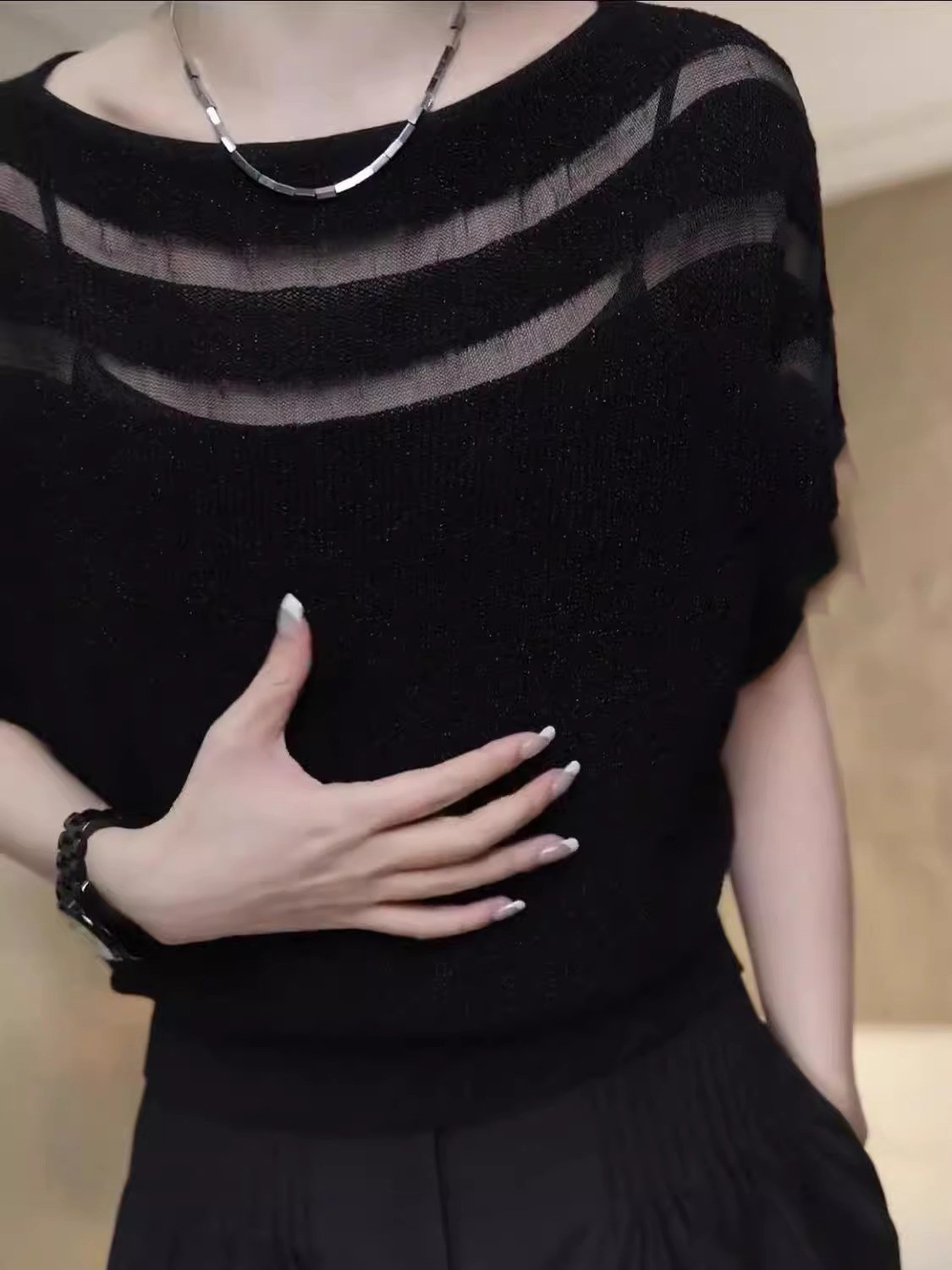 2024 HIGH-END WOMENS CLOTHING FASHION NEW SUMMER LUXURY DESIGN NICHE BAT SLEEVE ICE SILK KNITWEAR WOMEN