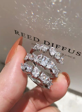 韩系冷淡风重工锆钻戒指女ins