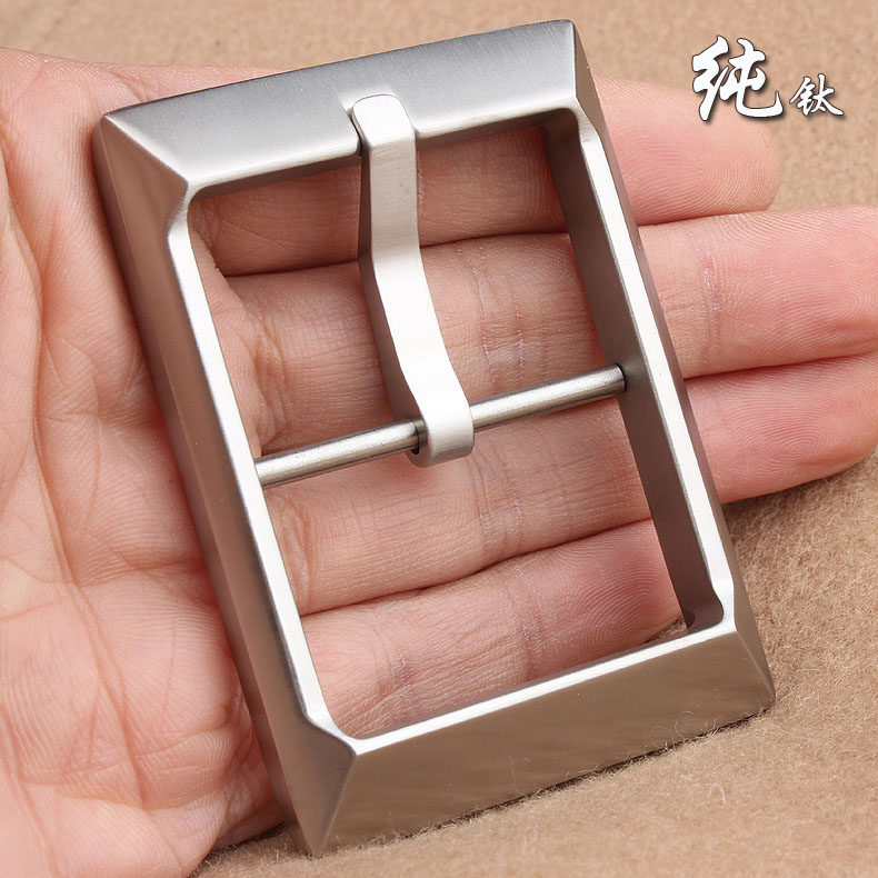 线切割纯钛皮带扣头38mm男真皮休闲针扣头层牛皮腰带男简约日字扣