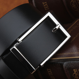 304不锈钢虎牙针扣腰带男真皮头层牛皮防过敏商务正装 皮带 穿搭款