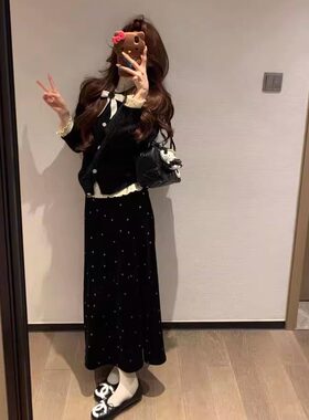 鬼马少女学院风小香风针织套装裙
