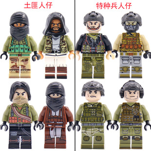 中国积木军事人仔配件土匪匪徒人偶特种兵小人仔拼装益智儿童玩具
