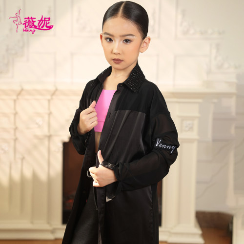 薇妮舞美拉丁舞女童长袖练功服