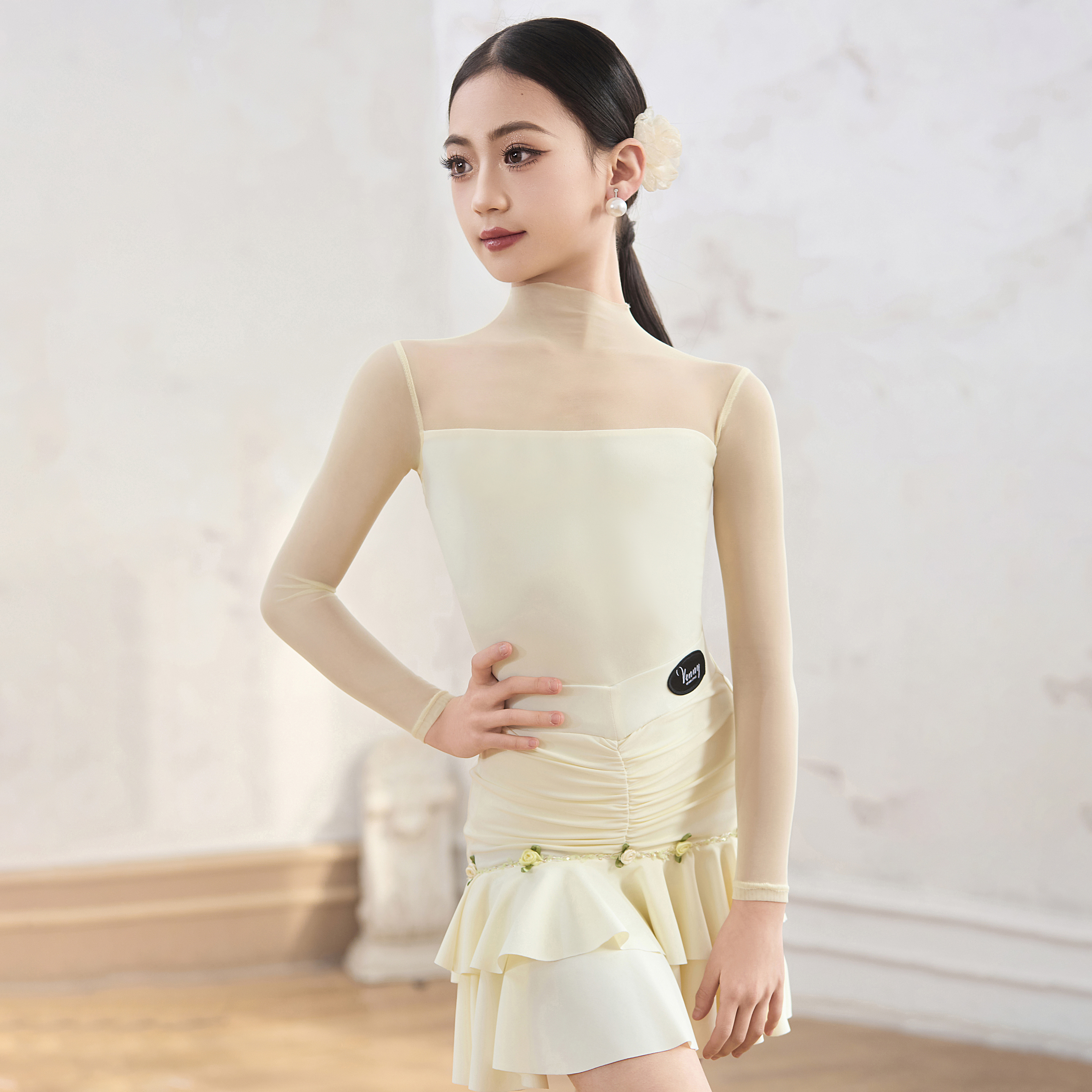 薇妮舞美拉丁舞蹈秋冬女童练功服