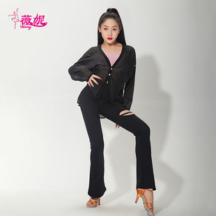 薇妮拉丁舞服新款专业练功服吊带上衣罩衫外套裤子成人套装设计感