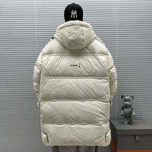 2025新标90白鸭绒泼墨袖中长款连帽加厚羽绒服SY888P330图片