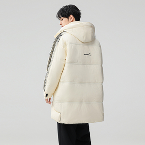 2025新标90白鸭绒泼墨袖中长款连帽加厚羽绒服SY888P330 模特图图片