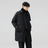 2025新标90白鸭绒高品质过膝风衣款羽绒服SY020P350模特图，男装风衣，钱塘735