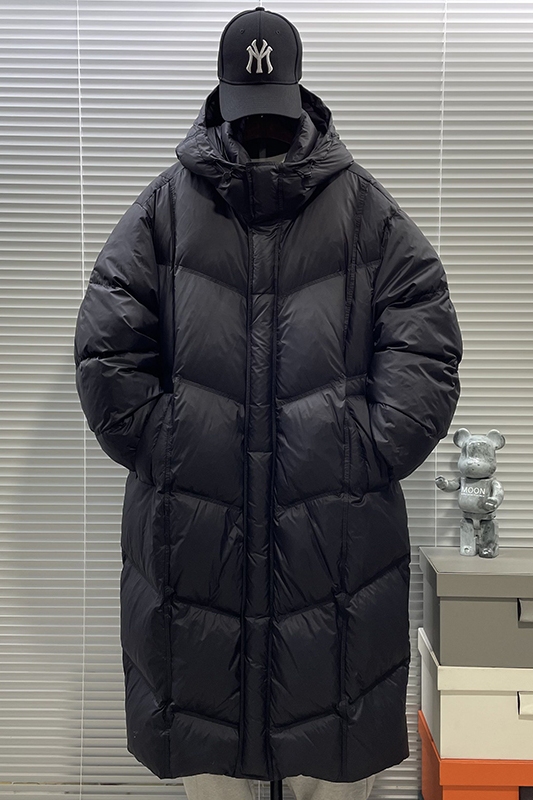 2025新标90白鸭绒加厚连帽长款过膝羽绒服男5508P415，男装羽绒服，钱塘735