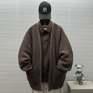 2025新标90白鸭绒假两件针织毛衣短款羽绒服男H905P400 599，男装针织衫/毛衣，钱塘735