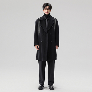 2025新款高品质双面羊绒大衣中长款外套95830P310（70%绵羊毛）图片