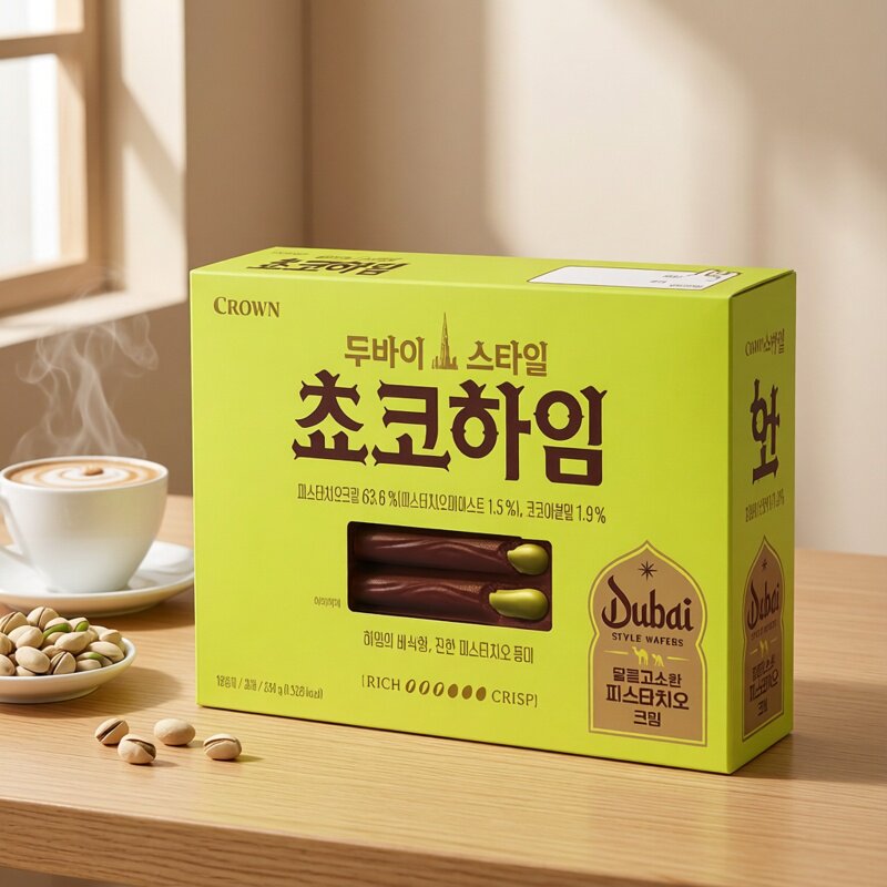 韩国进口食品克丽安开心果巧克力味威化饼干夹心饼干284g休闲零食