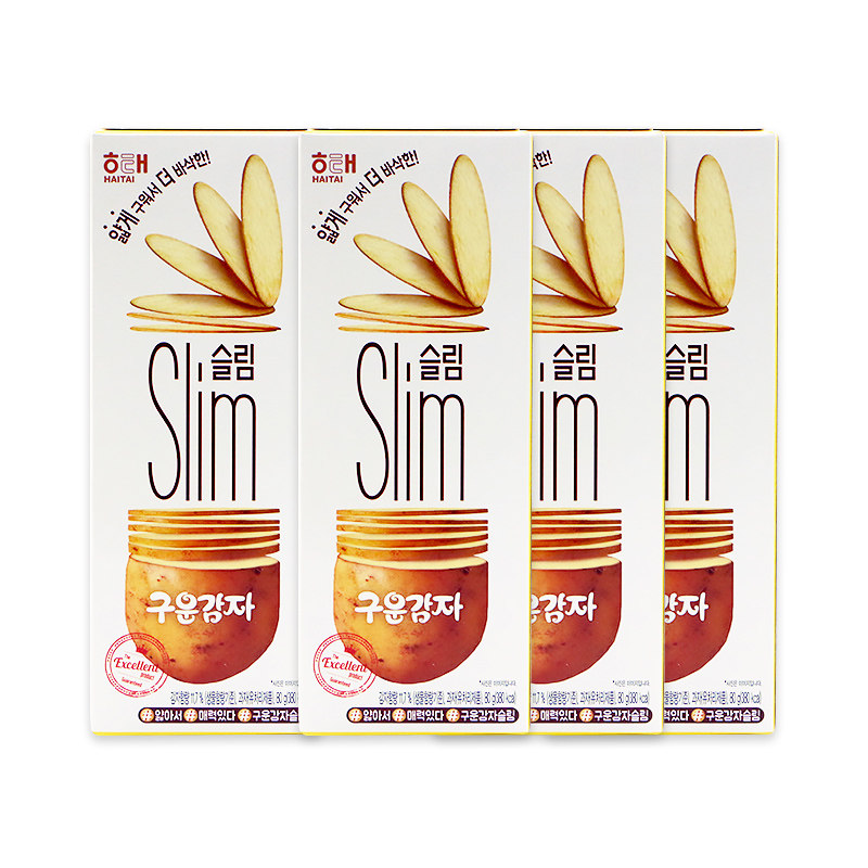 包邮韩国进口零食品 海太slim烤薯片80g&times;4盒薄脆马铃薯土豆片