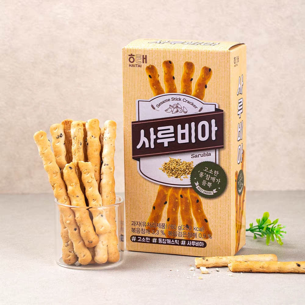 韩国进口食品 海太芝麻棒宝宝手指饼干儿童磨牙棒休闲小零食60g