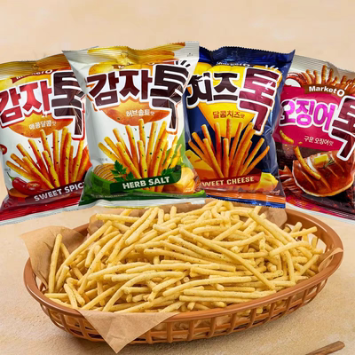 韩国进口零食品好丽友薯条椒盐土豆条巧克力洋葱味薯片膨化玉米片