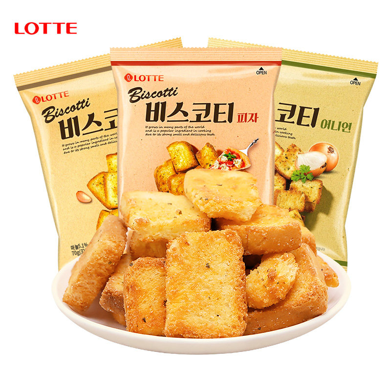 乐天食品进口零食香烤面包片韩国