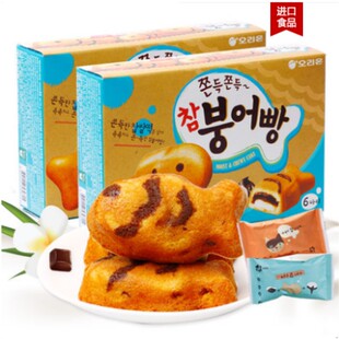 韩国好丽友打糕鱼鱼形巧克力红豆夹心蛋糕174g/盒进口伯贤同款