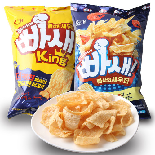 韩国原装进口食品 海太虾片55g虾味 网红膨化办公休闲小零食