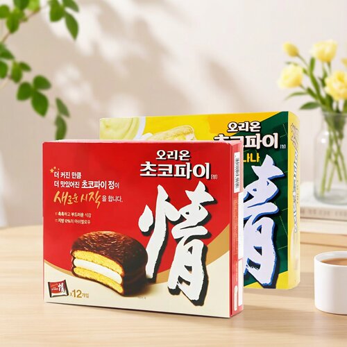 好丽友巧克力情派12枚夹心蛋糕茶点糕点心休闲零食品小吃早餐甜点